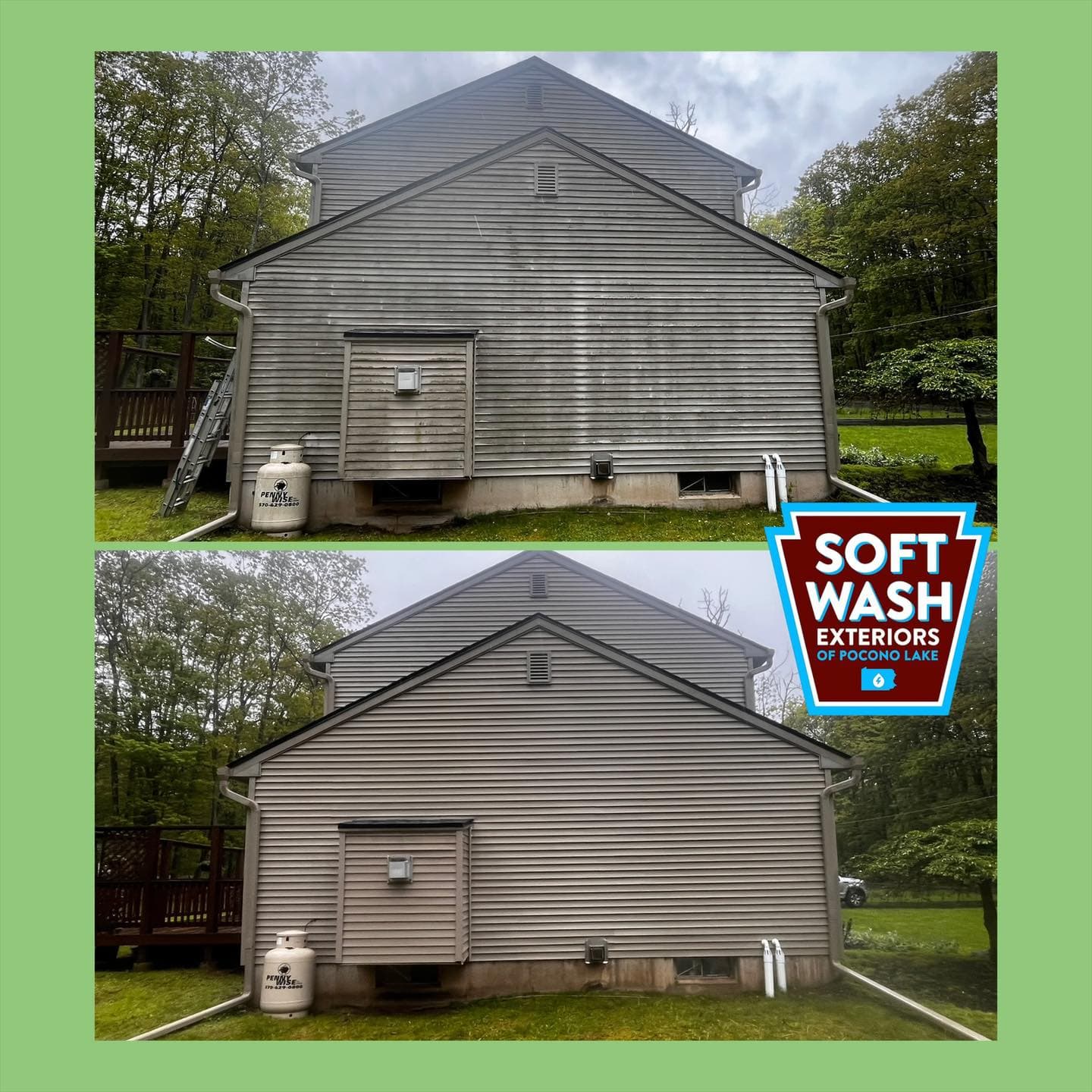 Lakeside house soft wash — algae removal