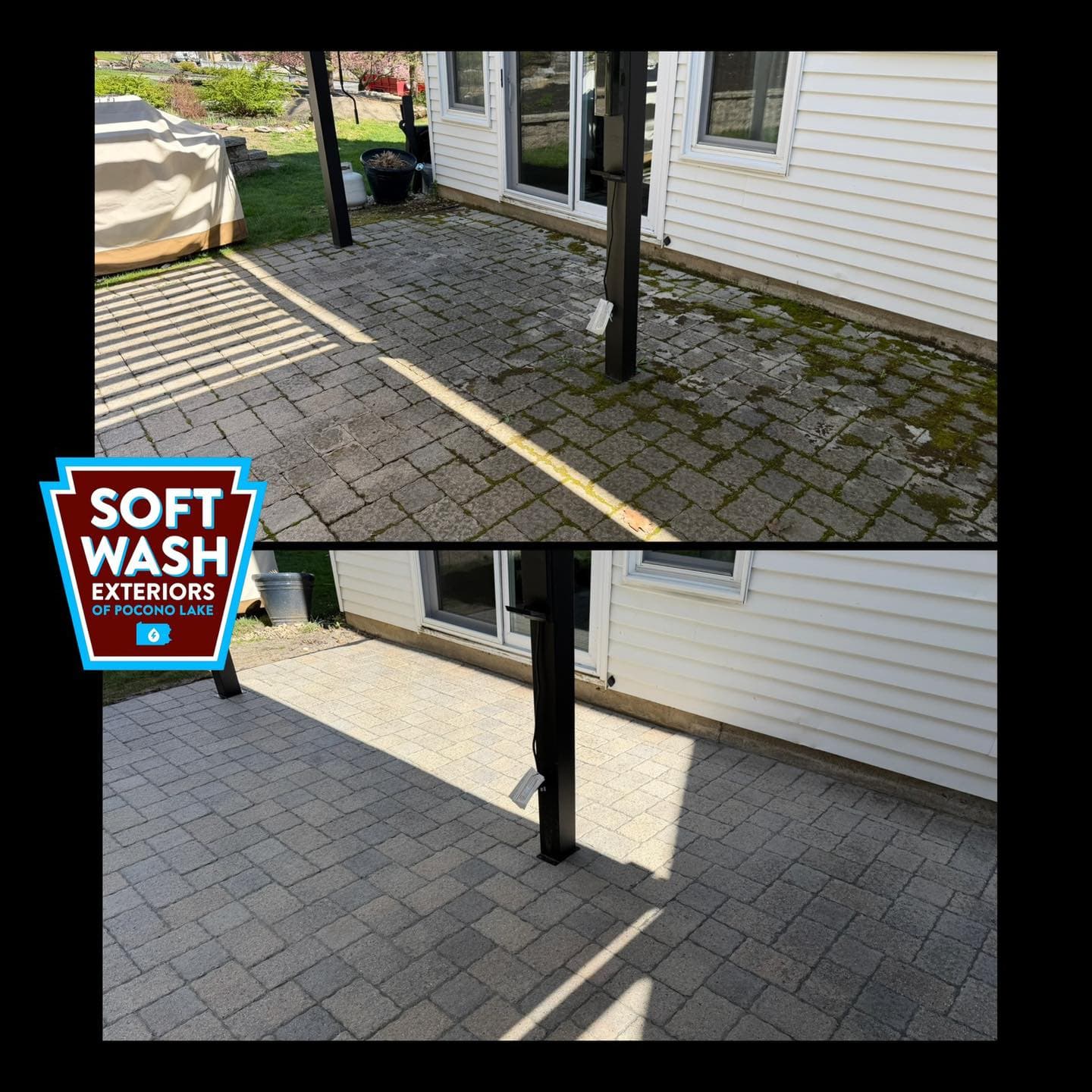 Paver patio moss and joint cleaning
